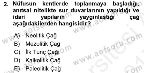 Eski Anadolu Tarihi Dersi 2016 - 2017 Yılı (Final) Dönem Sonu Sınav Soruları 2. Soru