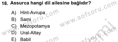 Eski Anadolu Tarihi Dersi 2017 - 2018 Yılı (Vize) Ara Sınav Soruları 18. Soru