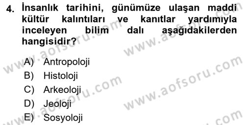 Eski Anadolu Tarihi Dersi 2017 - 2018 Yılı (Vize) Ara Sınav Soruları 4. Soru