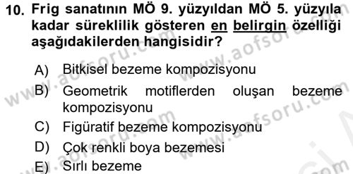 Eski Anadolu Tarihi Dersi 2017 - 2018 Yılı (Final) Dönem Sonu Sınav Soruları 10. Soru