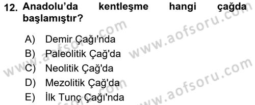Eski Anadolu Tarihi Dersi 2017 - 2018 Yılı (Final) Dönem Sonu Sınav Soruları 12. Soru