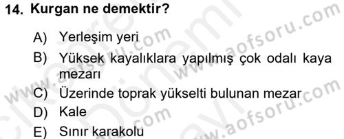 Eski Anadolu Tarihi Dersi 2017 - 2018 Yılı (Final) Dönem Sonu Sınav Soruları 14. Soru