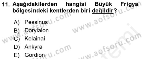 Eski Anadolu Tarihi Dersi 2018 - 2019 Yılı (Final) Dönem Sonu Sınav Soruları 11. Soru