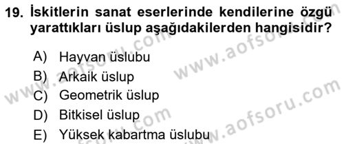 Eski Anadolu Tarihi Dersi 2018 - 2019 Yılı Yaz Okulu Sınav Soruları 19. Soru