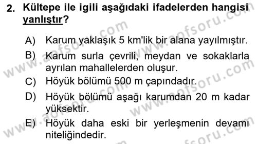 Eski Anadolu Tarihi Dersi 2018 - 2019 Yılı Yaz Okulu Sınav Soruları 2. Soru