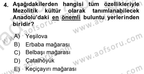 Eski Anadolu Tarihi Dersi 2020 - 2021 Yılı Yaz Okulu Sınav Soruları 4. Soru