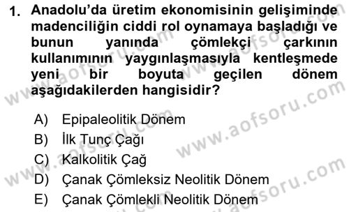 Eski Anadolu Tarihi Dersi 2021 - 2022 Yılı (Final) Dönem Sonu Sınav Soruları 1. Soru