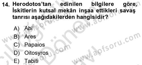 Eski Anadolu Tarihi Dersi 2021 - 2022 Yılı (Final) Dönem Sonu Sınav Soruları 14. Soru