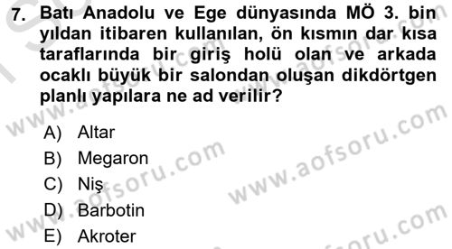 Eski Anadolu Tarihi Dersi 2021 - 2022 Yılı (Final) Dönem Sonu Sınav Soruları 7. Soru