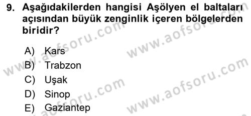 Eski Anadolu Tarihi Dersi 2021 - 2022 Yılı Yaz Okulu Sınav Soruları 9. Soru