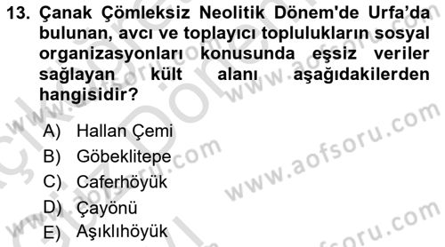 Eski Anadolu Tarihi Dersi 2022 - 2023 Yılı (Vize) Ara Sınav Soruları 13. Soru