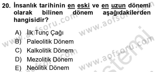 Eski Anadolu Tarihi Dersi 2022 - 2023 Yılı (Vize) Ara Sınav Soruları 20. Soru