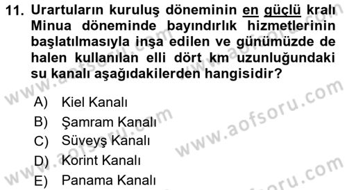 Eski Anadolu Tarihi Dersi 2022 - 2023 Yılı (Final) Dönem Sonu Sınav Soruları 11. Soru