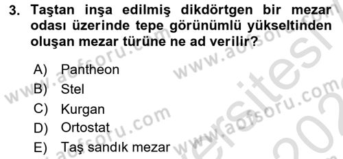 Eski Anadolu Tarihi Dersi 2022 - 2023 Yılı (Final) Dönem Sonu Sınav Soruları 3. Soru