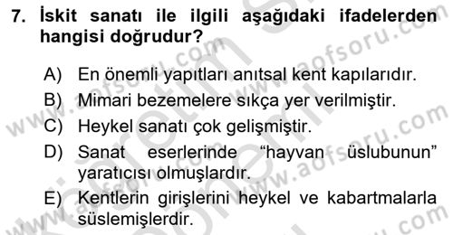 Eski Anadolu Tarihi Dersi 2022 - 2023 Yılı (Final) Dönem Sonu Sınav Soruları 7. Soru