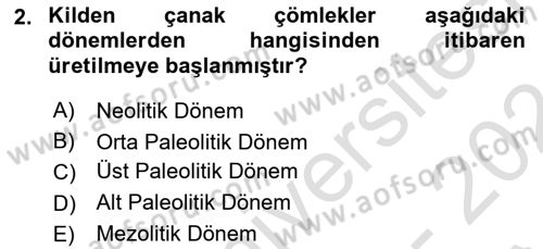 Eski Anadolu Tarihi Dersi 2023 - 2024 Yılı (Vize) Ara Sınav Soruları 2. Soru