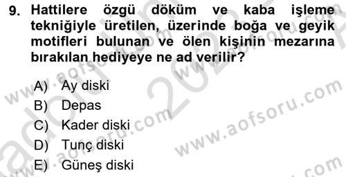 Eski Anadolu Tarihi Dersi 2023 - 2024 Yılı (Vize) Ara Sınavı 9. Soru