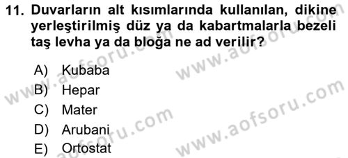 Eski Anadolu Tarihi Dersi 2023 - 2024 Yılı (Final) Dönem Sonu Sınavı 11. Soru