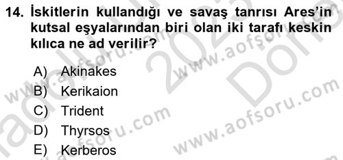 Eski Anadolu Tarihi Dersi 2023 - 2024 Yılı (Final) Dönem Sonu Sınav Soruları 14. Soru