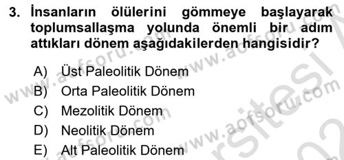 Eski Anadolu Tarihi Dersi 2023 - 2024 Yılı (Final) Dönem Sonu Sınav Soruları 3. Soru
