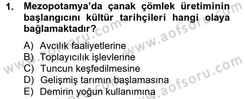 Eski Mezopotamya ve Mısır Tarihi Dersi 2012 - 2013 Yılı (Vize) Ara Sınav Soruları 1. Soru