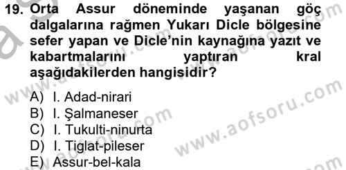 Eski Mezopotamya ve Mısır Tarihi Dersi 2012 - 2013 Yılı (Vize) Ara Sınav Soruları 19. Soru