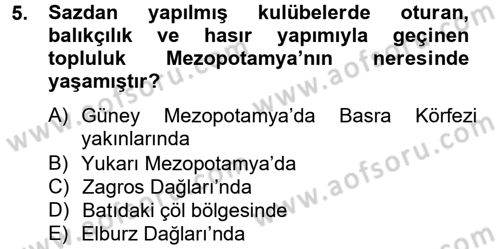 Eski Mezopotamya ve Mısır Tarihi Dersi 2012 - 2013 Yılı (Vize) Ara Sınav Soruları 5. Soru
