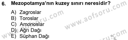 Eski Mezopotamya ve Mısır Tarihi Dersi 2012 - 2013 Yılı (Vize) Ara Sınav Soruları 6. Soru