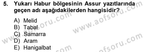 Eski Mezopotamya ve Mısır Tarihi Dersi 2012 - 2013 Yılı (Final) Dönem Sonu Sınav Soruları 5. Soru