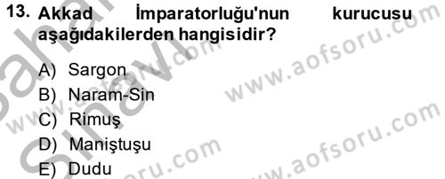 Eski Mezopotamya ve Mısır Tarihi Dersi 2013 - 2014 Yılı (Vize) Ara Sınav Soruları 13. Soru