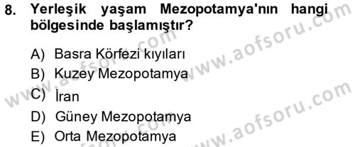 Eski Mezopotamya ve Mısır Tarihi Dersi 2013 - 2014 Yılı (Vize) Ara Sınav Soruları 8. Soru