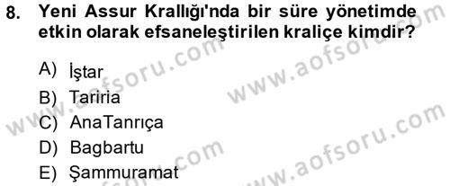 Eski Mezopotamya ve Mısır Tarihi Dersi 2013 - 2014 Yılı (Final) Dönem Sonu Sınav Soruları 8. Soru