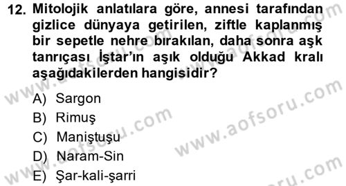 Eski Mezopotamya ve Mısır Tarihi Dersi 2014 - 2015 Yılı (Vize) Ara Sınav Soruları 12. Soru
