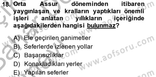 Eski Mezopotamya ve Mısır Tarihi Dersi 2014 - 2015 Yılı (Vize) Ara Sınav Soruları 18. Soru
