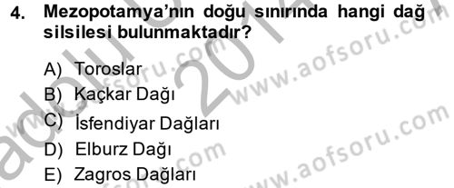 Eski Mezopotamya ve Mısır Tarihi Dersi 2014 - 2015 Yılı (Vize) Ara Sınav Soruları 4. Soru