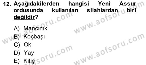 Eski Mezopotamya ve Mısır Tarihi Dersi 2014 - 2015 Yılı (Final) Dönem Sonu Sınav Soruları 12. Soru