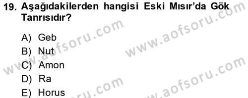 Eski Mezopotamya ve Mısır Tarihi Dersi 2014 - 2015 Yılı (Final) Dönem Sonu Sınav Soruları 19. Soru