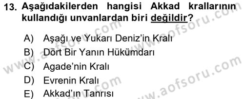 Eski Mezopotamya ve Mısır Tarihi Dersi 2015 - 2016 Yılı (Vize) Ara Sınav Soruları 13. Soru