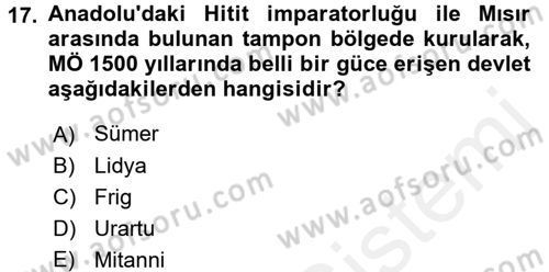 Eski Mezopotamya ve Mısır Tarihi Dersi 2015 - 2016 Yılı (Vize) Ara Sınav Soruları 17. Soru
