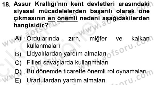 Eski Mezopotamya ve Mısır Tarihi Dersi 2015 - 2016 Yılı (Vize) Ara Sınav Soruları 18. Soru