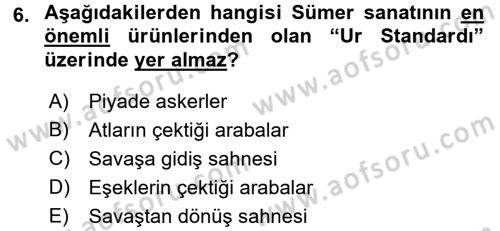 Eski Mezopotamya ve Mısır Tarihi Dersi 2015 - 2016 Yılı (Vize) Ara Sınav Soruları 6. Soru