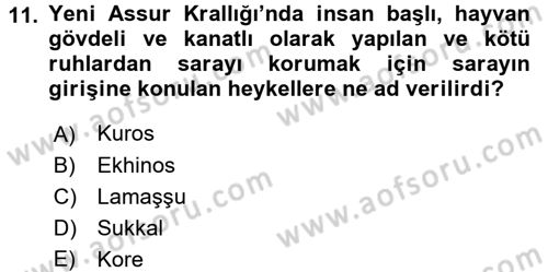 Eski Mezopotamya ve Mısır Tarihi Dersi 2015 - 2016 Yılı (Final) Dönem Sonu Sınav Soruları 11. Soru