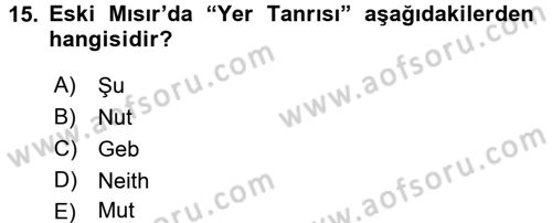 Eski Mezopotamya ve Mısır Tarihi Dersi 2015 - 2016 Yılı (Final) Dönem Sonu Sınav Soruları 15. Soru