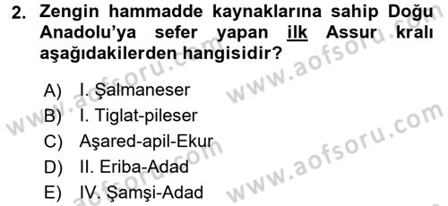 Eski Mezopotamya ve Mısır Tarihi Dersi 2015 - 2016 Yılı (Final) Dönem Sonu Sınav Soruları 2. Soru