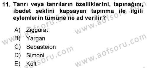 Eski Mezopotamya ve Mısır Tarihi Dersi 2017 - 2018 Yılı (Vize) Ara Sınav Soruları 11. Soru