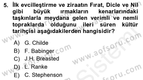 Eski Mezopotamya ve Mısır Tarihi Dersi 2017 - 2018 Yılı (Vize) Ara Sınav Soruları 5. Soru