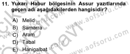 Eski Mezopotamya ve Mısır Tarihi Dersi 2018 - 2019 Yılı Yaz Okulu Sınav Soruları 11. Soru