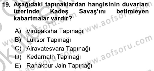 Eski Mezopotamya ve Mısır Tarihi Dersi 2018 - 2019 Yılı Yaz Okulu Sınav Soruları 19. Soru