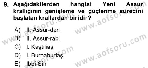Eski Mezopotamya ve Mısır Tarihi Dersi 2018 - 2019 Yılı Yaz Okulu Sınav Soruları 9. Soru