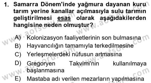 Eski Mezopotamya ve Mısır Tarihi Dersi 2020 - 2021 Yılı Yaz Okulu Sınav Soruları 1. Soru